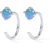 imagePAVOI 14K Gold 925 Sterling Silver Huggie Half Hoop Earrings for Women  Tiny Boho Colored Cartilage Earring  Blue Green Amethyst Garnet Black CZ Turquoise Opal PearlWhite Gold