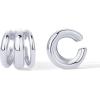 imagePAVOI 14K Gold Plated 925 Sterling Silver Round Huggie Ear Cuff Gold Earrings for Women  Clip On Cartilage Cuff EarringsWhite Gold