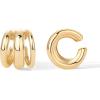 imagePAVOI 14K Gold Plated 925 Sterling Silver Round Huggie Ear Cuff Gold Earrings for Women  Clip On Cartilage Cuff EarringsYellow Gold