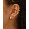 imagePAVOI 14K Gold Plated 925 Sterling Silver Round Huggie Ear Cuff Gold Earrings for Women  Clip On Cartilage Cuff EarringsYellow Gold