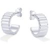 imagePAVOI 14K Gold Plated Bold Statement Hoop Earrings for Women  Trendy Boho Ribbed Croissant Scallop Peach Puffy Jewelry Chunky Gold EarringsWhite Gold