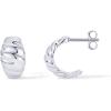 imagePAVOI 14K Gold Plated Bold Statement Hoop Earrings for Women  Trendy Boho Ribbed Croissant Scallop Peach Puffy Jewelry Chunky Gold EarringsWhite Gold