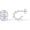 imagePAVOI 14K Gold Plated Bold Statement Hoop Earrings for Women  Trendy Boho Ribbed Croissant Scallop Peach Puffy Jewelry Chunky Gold EarringsWhite Gold