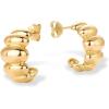 imagePAVOI 14K Gold Plated Bold Statement Hoop Earrings for Women  Trendy Boho Ribbed Croissant Scallop Peach Puffy Jewelry Chunky Gold EarringsYellow Gold