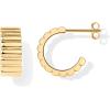 imagePAVOI 14K Gold Plated Bold Statement Hoop Earrings for Women  Trendy Boho Ribbed Croissant Scallop Peach Puffy Jewelry Chunky Gold EarringsYellow Gold