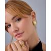 imagePAVOI 14K Gold Plated Bold Statement Hoop Earrings for Women  Trendy Boho Ribbed Croissant Scallop Peach Puffy Jewelry Chunky Gold EarringsYellow Gold
