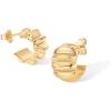 imagePAVOI 14K Gold Plated Bold Statement Hoop Earrings for Women  Trendy Boho Ribbed Croissant Scallop Peach Puffy Jewelry Chunky Gold EarringsYellow Gold