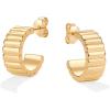 imagePAVOI 14K Gold Plated Bold Statement Hoop Earrings for Women  Trendy Boho Ribbed Croissant Scallop Peach Puffy Jewelry Chunky Gold EarringsYellow Gold
