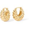 imagePAVOI 14K Gold Plated Bold Statement Hoop Earrings for Women  Trendy Boho Ribbed Croissant Scallop Peach Puffy Jewelry Chunky Gold EarringsYellow Gold