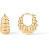 imagePAVOI 14K Gold Plated Bold Statement Hoop Earrings for Women  Trendy Boho Ribbed Croissant Scallop Peach Puffy Jewelry Chunky Gold EarringsYellow Gold