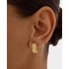 imagePAVOI 14K Gold Plated Bold Statement Hoop Earrings for Women  Trendy Boho Ribbed Croissant Scallop Peach Puffy Jewelry Chunky Gold EarringsYellow Gold