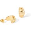 imagePAVOI 14K Gold Plated Bold Statement Hoop Earrings for Women  Trendy Boho Ribbed Croissant Scallop Peach Puffy Jewelry Chunky Gold EarringsYellow Gold