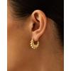 imagePAVOI 14K Gold Plated Bold Statement Hoop Earrings for Women  Trendy Boho Ribbed Croissant Scallop Peach Puffy Jewelry Chunky Gold EarringsYellow Gold