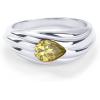 imagePAVOI 14K Gold Plated Chunky Colored Gemstones Statement Ring for Women  Blue Pink Green Pear Cubic Zirconia Stackable Wave Texture BandsWhite Gold