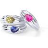 imagePAVOI 14K Gold Plated Chunky Colored Gemstones Statement Ring for Women  Blue Pink Green Pear Cubic Zirconia Stackable Wave Texture BandsWhite Gold