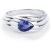 imagePAVOI 14K Gold Plated Chunky Colored Gemstones Statement Ring for Women  Blue Pink Green Pear Cubic Zirconia Stackable Wave Texture BandsWhite Gold
