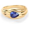 imagePAVOI 14K Gold Plated Chunky Colored Gemstones Statement Ring for Women  Blue Pink Green Pear Cubic Zirconia Stackable Wave Texture BandsYellow Gold