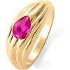 imagePAVOI 14K Gold Plated Chunky Colored Gemstones Statement Ring for Women  Blue Pink Green Pear Cubic Zirconia Stackable Wave Texture BandsYellow Gold