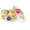 imagePAVOI 14K Gold Plated Chunky Colored Gemstones Statement Ring for Women  Blue Pink Green Pear Cubic Zirconia Stackable Wave Texture BandsYellow Gold