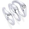 imagePAVOI 14K Gold Plated Chunky Stackable Rings Set for Women  Cubic Zirconia Bands Set  3 Statement Rings PackWhite Gold