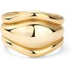 imagePAVOI 14K Gold Plated Chunky Stackable Rings Set for Women  Cubic Zirconia Bands Set  3 Statement Rings PackYellow Gold