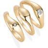imagePAVOI 14K Gold Plated Chunky Stackable Rings Set for Women  Cubic Zirconia Bands Set  3 Statement Rings PackYellow Gold