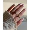 imagePAVOI 14K Gold Plated Chunky Stackable Rings Set for Women  Cubic Zirconia Bands Set  3 Statement Rings PackYellow Gold