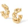 imagePAVOI 14K Gold Plated Chunky Twisted Puffed Rope Hoop Earrings for Women  Gold Earring PairYellow Gold