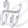 imagePAVOI 14K Gold Plated Cubic Zirconia Bypass Open Band Stackable Ring for Women  CZ Statement Eternity RingsWhite Gold