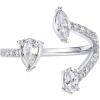 imagePAVOI 14K Gold Plated Cubic Zirconia Bypass Open Band Stackable Ring for Women  CZ Statement Eternity RingsWhite Gold