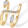 imagePAVOI 14K Gold Plated Cubic Zirconia Bypass Open Band Stackable Ring for Women  CZ Statement Eternity RingsYellow Gold