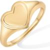 imagePAVOI 14K Gold Plated Heart Stackable Rings for Women  Love Valentines Statement Chunky Signet Ring Band  Friendship RingsYellow Gold
