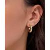 imagePAVOI 14K Gold Plated Star Shine Hoop Earrings for Women  Cubic Zirconia Celestial Chunky Hoops Earrings20mm
