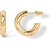 imagePAVOI 14K Gold Plated Star Shine Hoop Earrings for Women  Cubic Zirconia Celestial Chunky Hoops Earrings20mm
