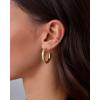 imagePAVOI 14K Gold Plated Star Shine Hoop Earrings for Women  Cubic Zirconia Celestial Chunky Hoops Earrings30mm