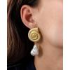 imagePAVOI 14K Gold Plated Sterling Silver Posts Seashell Statement Earrings for Women  Cubic Zirconia Reconstructed Baroque Freshwater Pearl Stud Earring  Brushed Textured Conch Chunky EarringsSeashell  Pearl