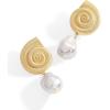 imagePAVOI 14K Gold Plated Sterling Silver Posts Seashell Statement Earrings for Women  Cubic Zirconia Reconstructed Baroque Freshwater Pearl Stud Earring  Brushed Textured Conch Chunky EarringsSeashell  Pearl