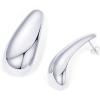 imagePAVOI 14K Gold Plated Sterling Silver Posts Statement Earrings for Women  Geometric Dome Teardrop Drop Dangle Hoop Chunky Gold EarringsWhite Gold