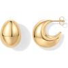 imagePAVOI 14K Gold Plated Sterling Silver Posts Statement Earrings for Women  Geometric Dome Teardrop Drop Dangle Hoop Chunky Gold EarringsYellow Gold