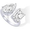imagePAVOI 14K Gold Plated Toi Et Moi RadiantCut PearShaped Cubic Zirconia Fake Wedding Engagement Ring for Women  Statement Promise RingWhite Gold