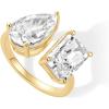 imagePAVOI 14K Gold Plated Toi Et Moi RadiantCut PearShaped Cubic Zirconia Fake Wedding Engagement Ring for Women  Statement Promise RingYellow Gold