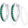 imagePAVOI 18K Gold Plated 925 Sterling Silver Post Cubic Zirconia Hoop Earrings for Women  Colored Cubic Zirconia Hoops  Green Purple Ombre Black 15mm EarringsWhite Gold
