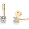 imagePAVOI 18K Gold Plated Sterling Silver Posts Cubic Zirconia Ear Jacket Statement Earrings for Women  Front ampamp Back Stud Earring JacketsYellow Gold