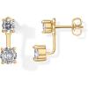imagePAVOI 18K Gold Plated Sterling Silver Posts Cubic Zirconia Ear Jacket Statement Earrings for Women  Front ampamp Back Stud Earring JacketsYellow Gold