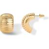 imagePAVOI 14K Gold Plated Bold Statement Hoop Earrings for Women  Trendy Boho Ribbed Croissant Scallop Peach Puffy Jewelry Chunky Gold EarringsYellow Gold