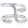 imagePAVOI 14K Gold Plated Cubic Zirconia Bypass Open Band Stackable Ring for Women  CZ Statement Eternity RingsWhite Gold