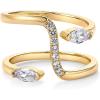imagePAVOI 14K Gold Plated Cubic Zirconia Bypass Open Band Stackable Ring for Women  CZ Statement Eternity RingsYellow Gold