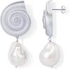 imagePAVOI 14K Gold Plated Sterling Silver Posts Seashell Statement Earrings for Women  Cubic Zirconia Reconstructed Baroque Freshwater Pearl Stud Earring  Brushed Textured Conch Chunky EarringsSeashell  Pearl