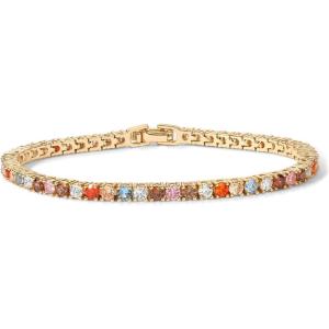 imagePAVOI 14K Gold Plated 3mm Multi Colored CZ Tennis Bracelet  Boho Cubic Zirconia Bracelet for Women  Size 6575 InchYellow Gold