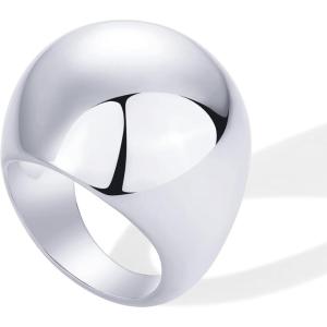 imagePAVOI 14K Gold Plated Chunky Domed Statement Ring for Women  Lightweight Trendy Sphere Rings  Statement JewelryWhite Gold